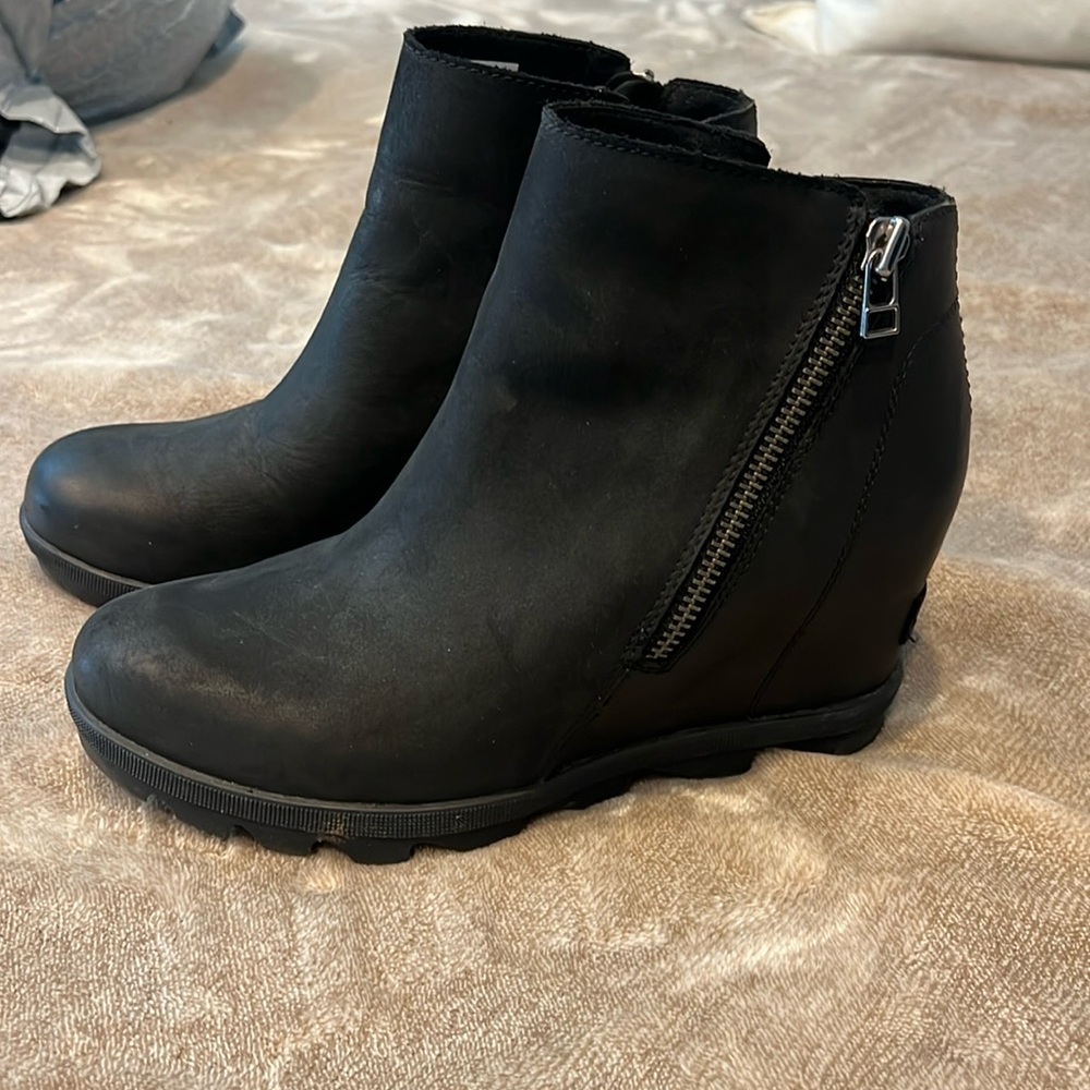 Sorel booties with a heel